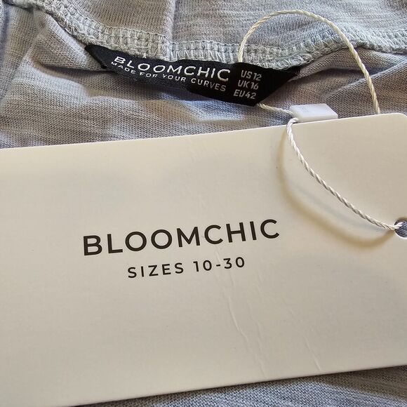 Bloomchic T-Shirt Women's Large Plain Ruffle Sleeve Heather VNeck Light Blue NWT - Picture 5 of 8